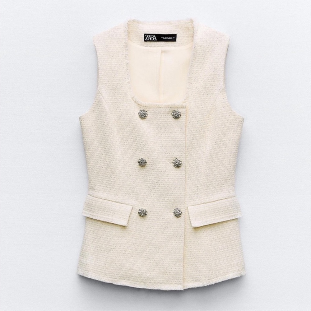Structured Metallic Thread Long Vest - Picture 3 of 3